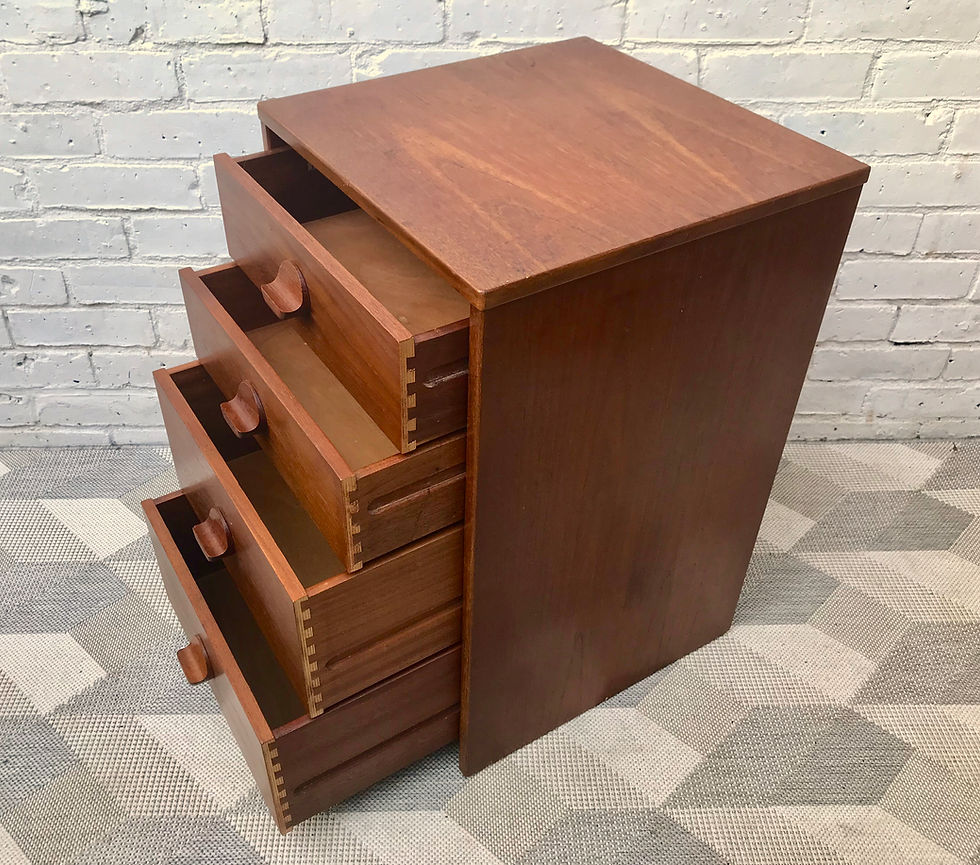 Miniature : Vintage Retro Bedside Table Drawers Stag #695
