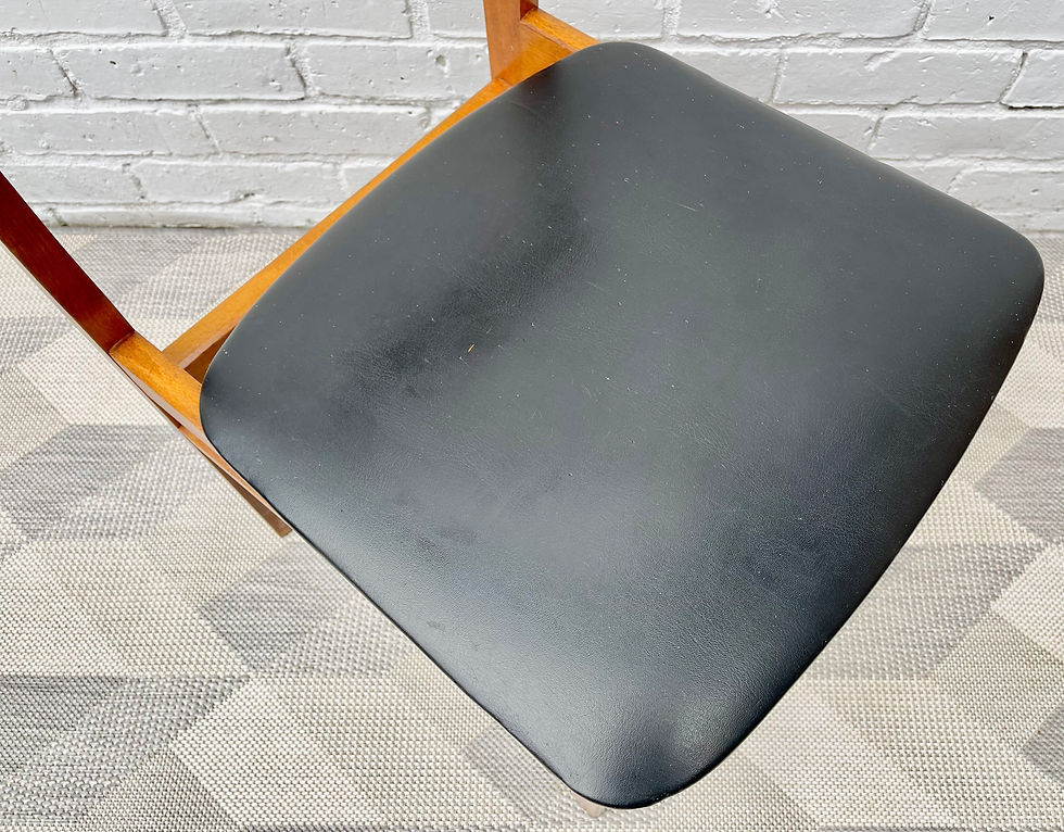 Thumbnail: Vintage Dining Chair Black Vinyl Teak Frame