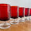 Miniatura: Set of 5 Red Vintage Glasses Luminarc France left side