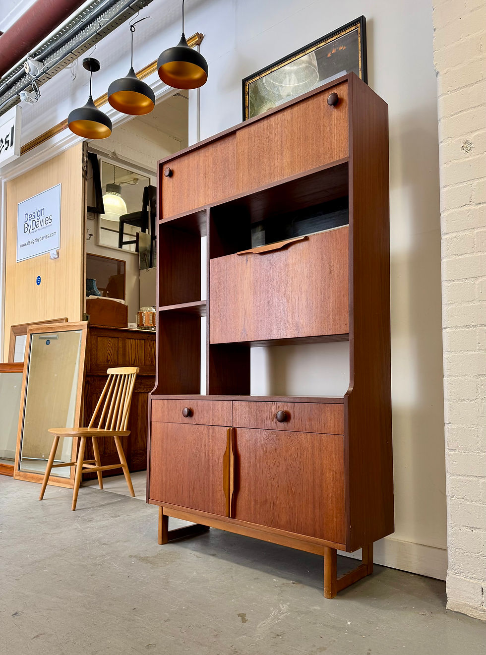 Miniature : Vintage Tall Teak Wall Unit