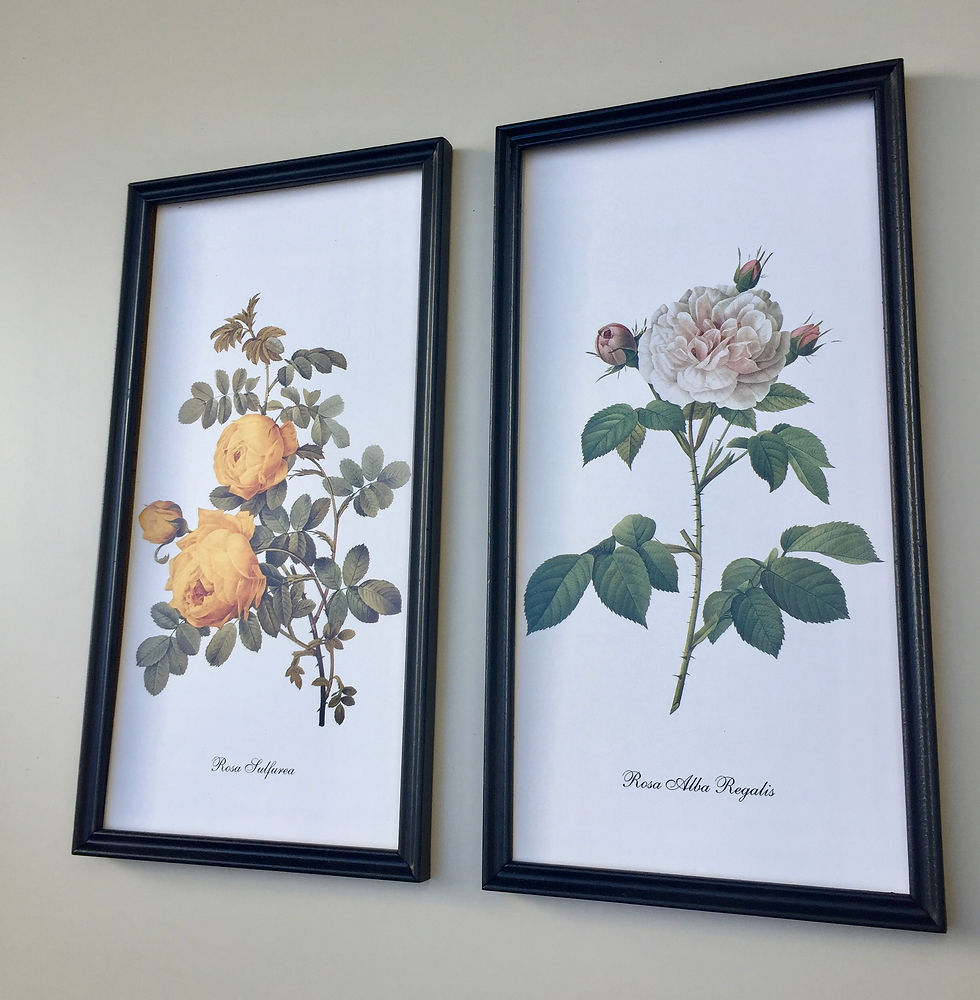 Miniature : PAIR ORIGINAL VINTAGE FLORAL PRINTS 1970's ca
