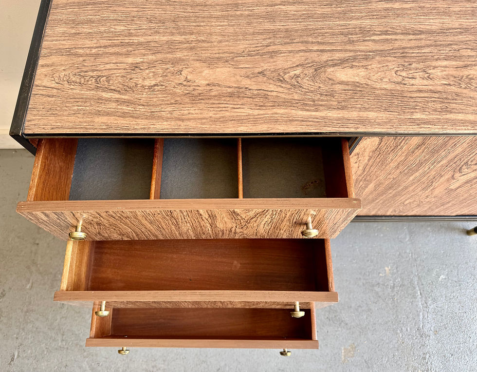 Miniature : Vintage Formica Sideboard with Drawers top open