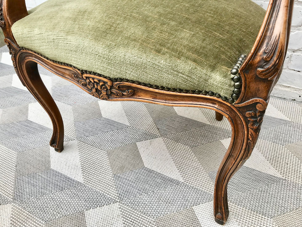 Thumbnail: Louis XVI Style Wooden Chair Fauteuil French #609