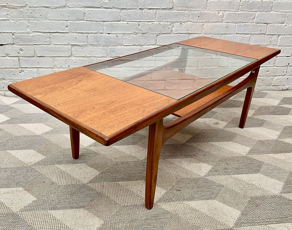 Miniature : Vintage Teak Coffee Table with Glass #910