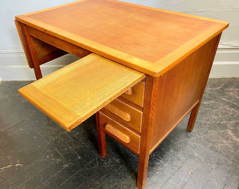 Thumbnail: Vintage Wooden Extending Desk with Drawers