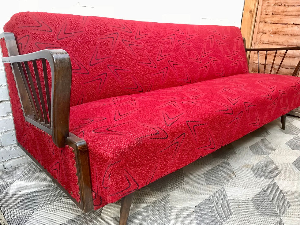 Miniatura: Vintage Retro Sofa Bed Settee - Red #835