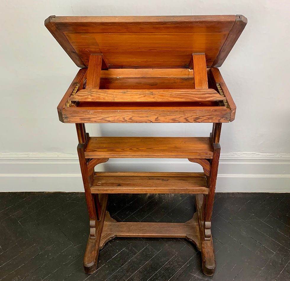 Thumbnail: Vintage Wooden Desk Artist Drawing Adjustable Height #930