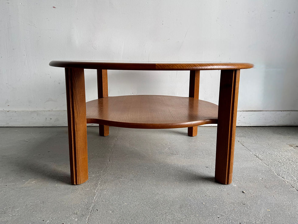 Thumbnail: Vintage Round Teak Glass Coffee Table