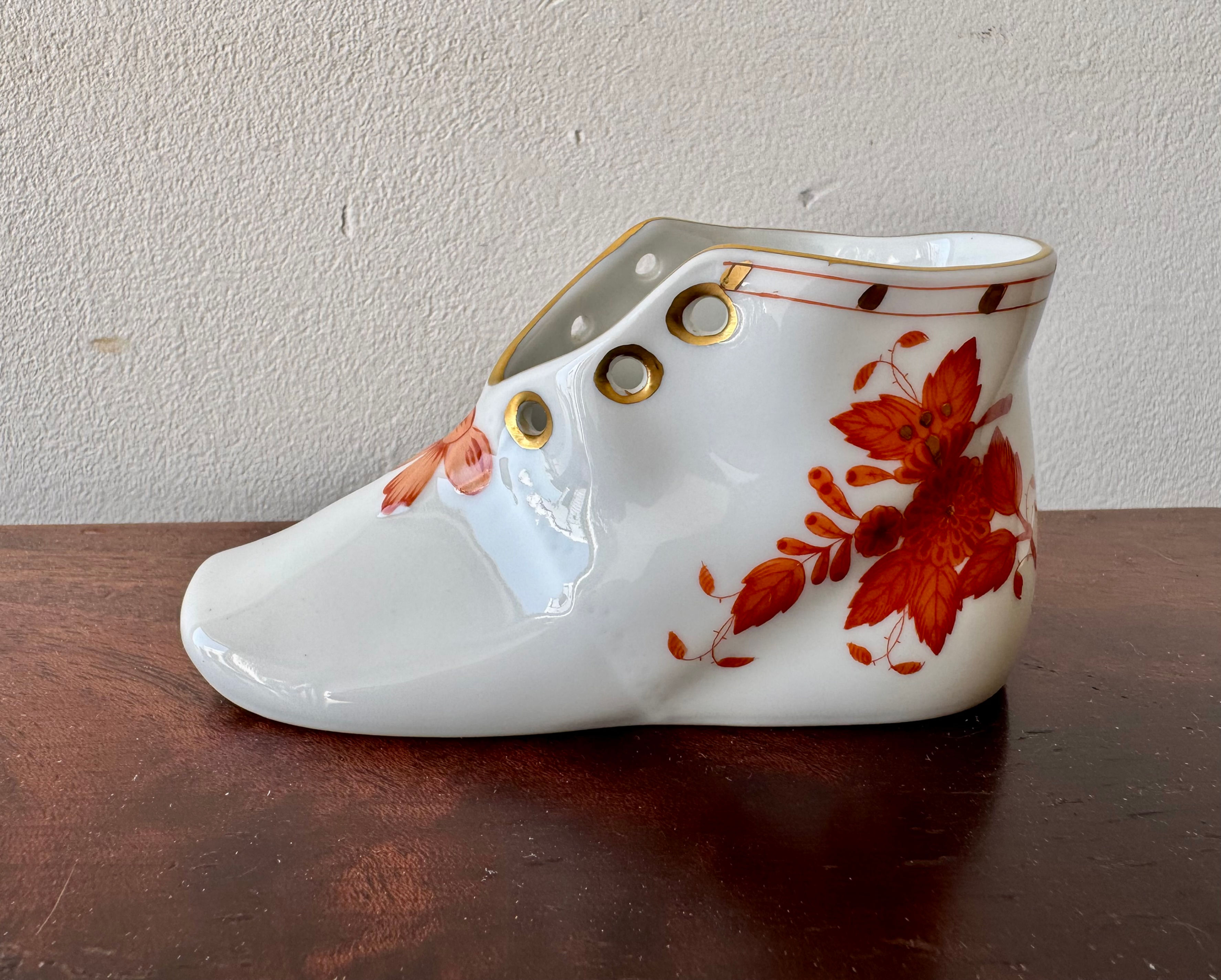 Porcelain Childs Baby Shoe Orange by Herend
