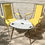 Miniature : Pair of Vintage Carver Chairs Metal Yellow #669