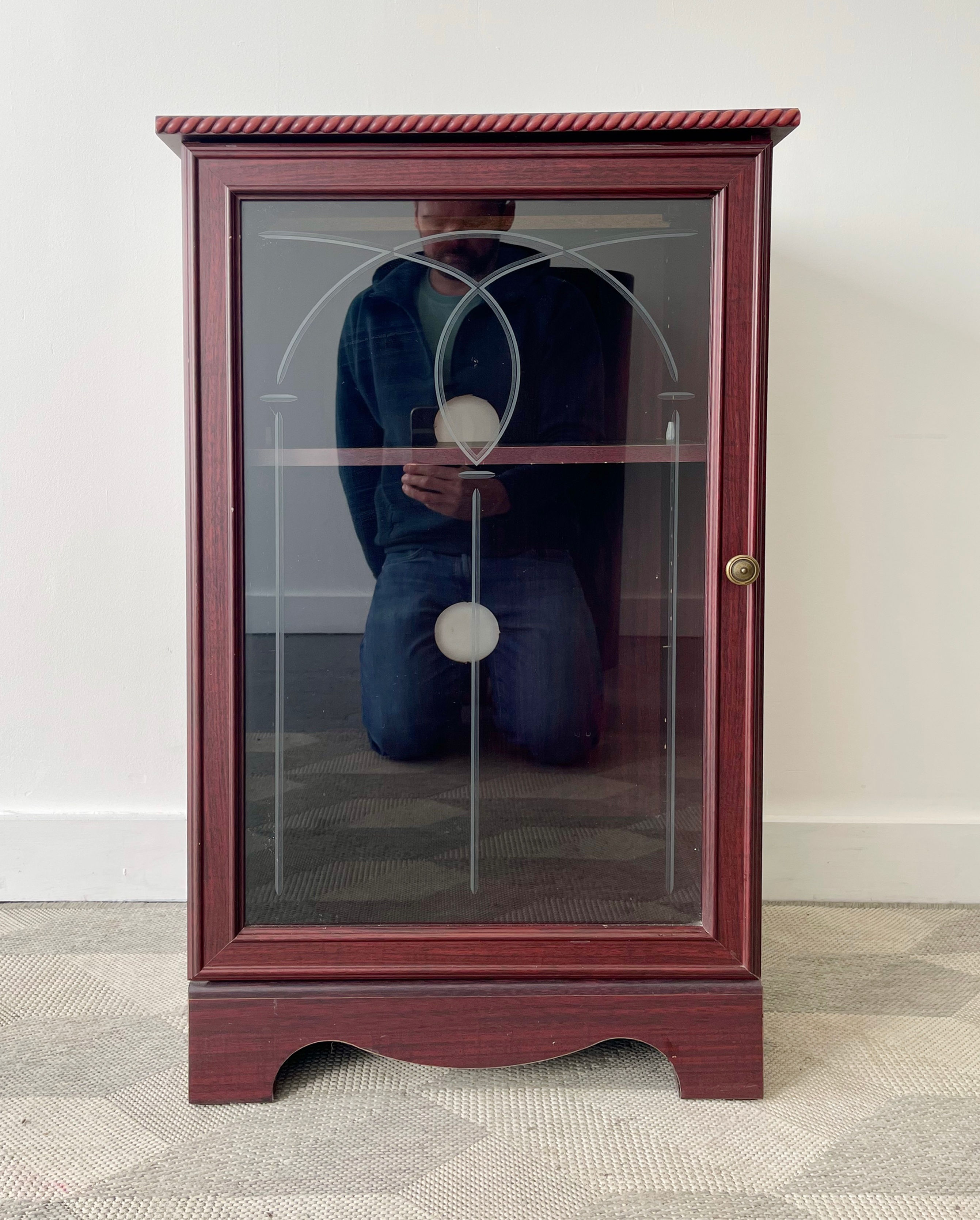 Vintage HiFi Record Cabinet with Glass Front