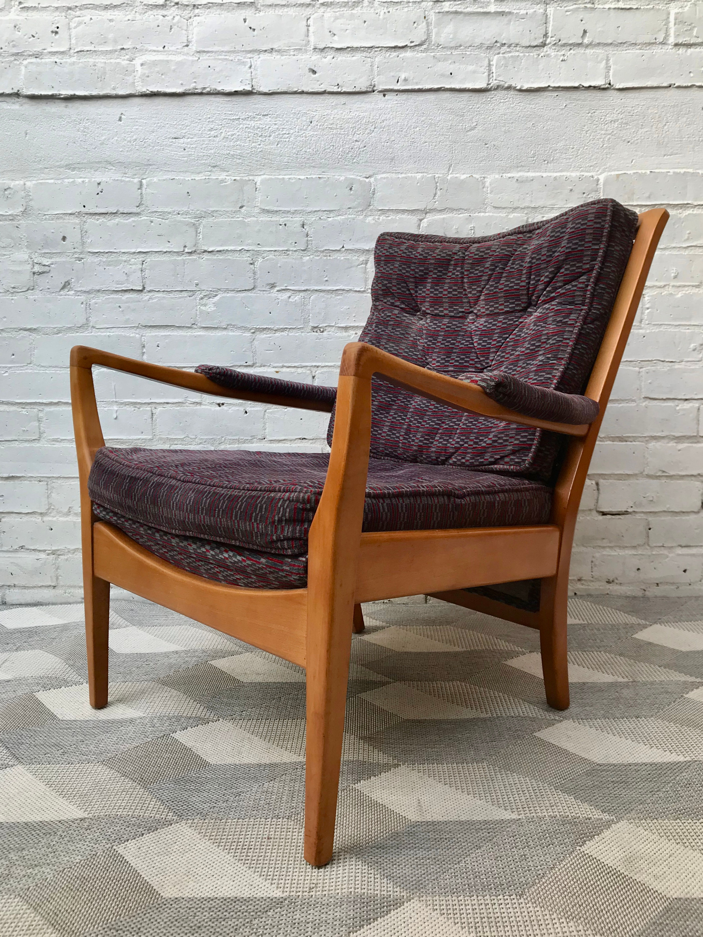 Vintage Retro Wooden Armchair Cintique Reupholster #623
