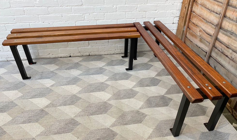 Miniatura: Vintage School Bench Teak and Metal