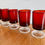 Miniatura: Set of 5 Red Vintage Glasses Luminarc France right