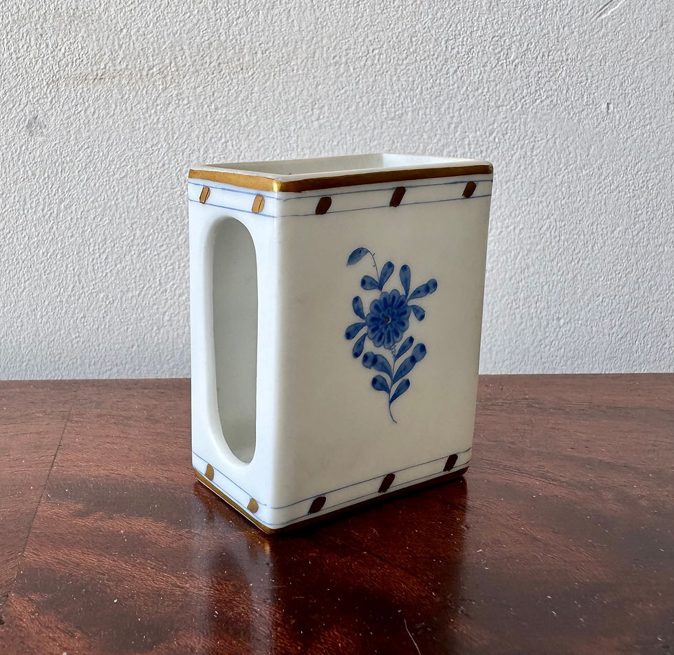 Miniature : Porcelain Match Box Holder Blue by Herend
