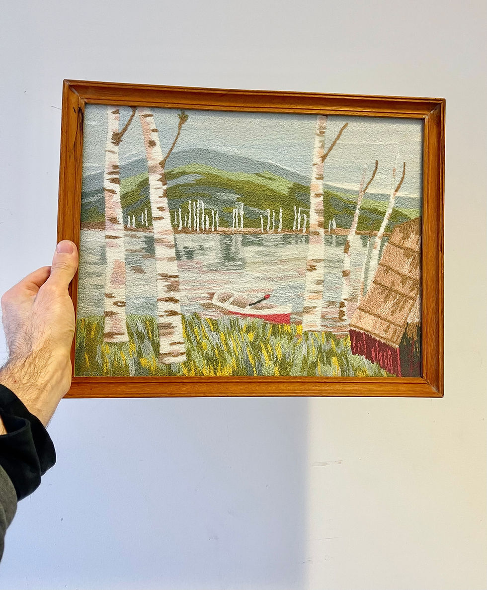 Miniatura: Vintage Embroidery Needlework Picture Teak Frame
