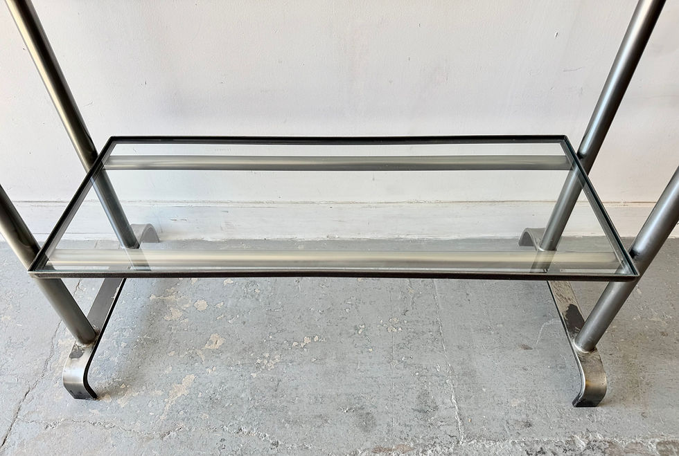 Miniature : Vintage Industrial Steel & Glass Étagère Shelving base