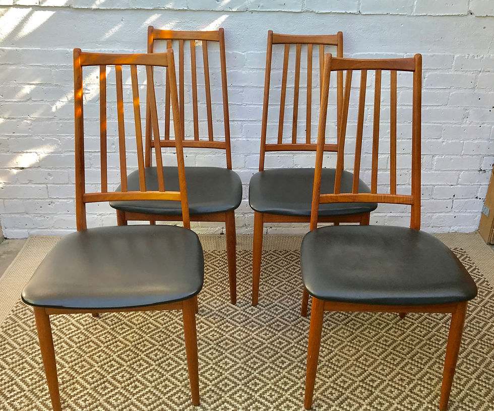 Vintage Black Vinyl Danish Dining Chairs #357