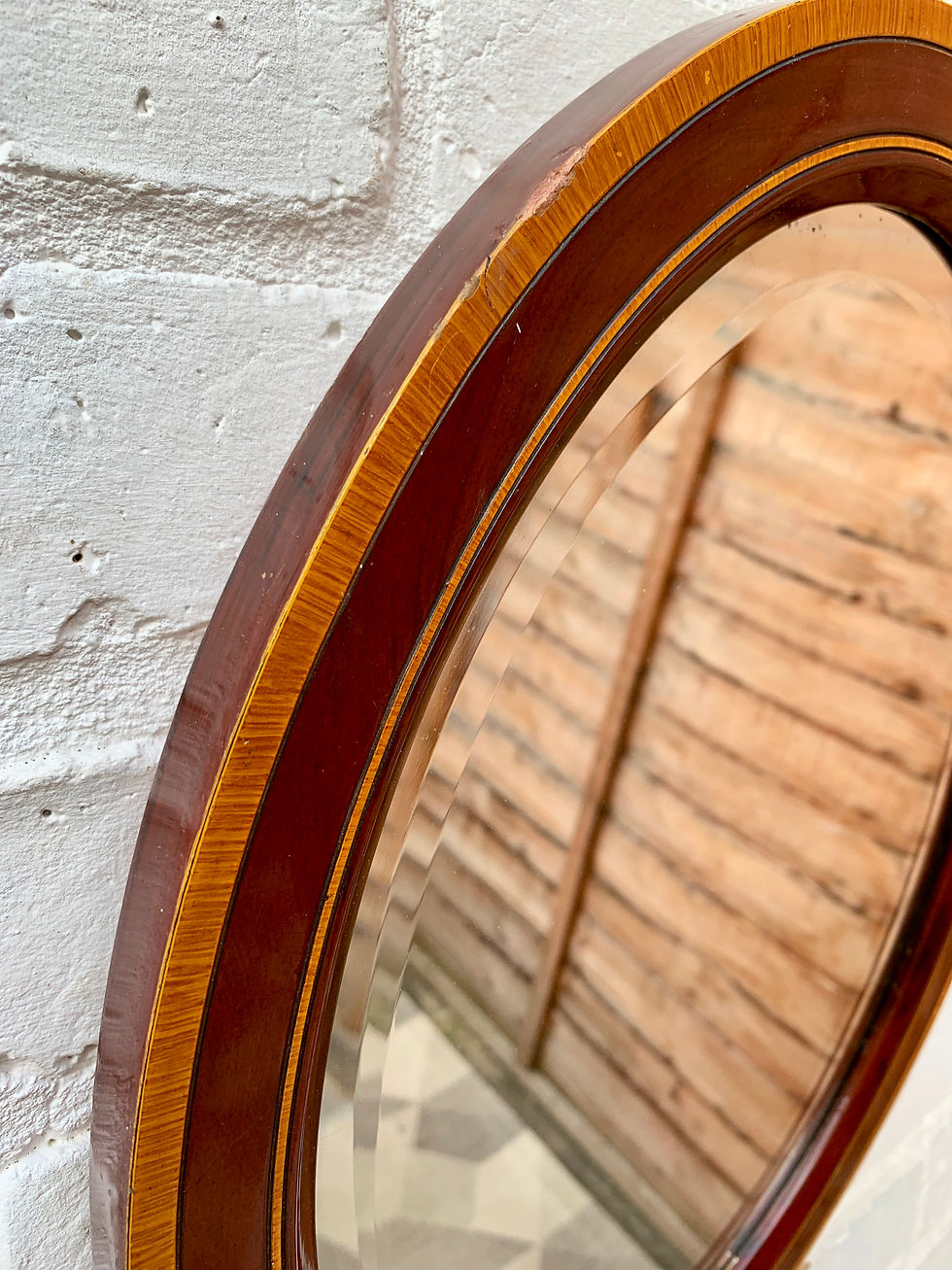 Miniature : Vintage Small Oval Wall Mirror #871
