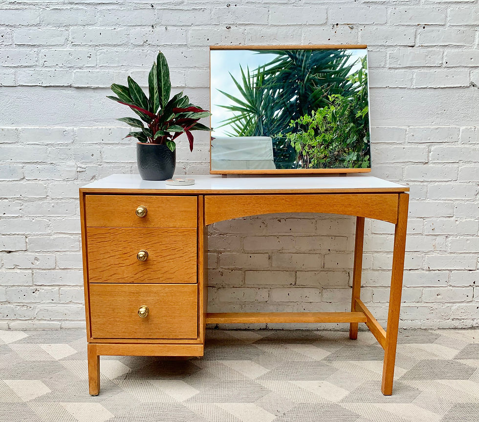 Miniature : Vintage Dressing Table Desk with Mirror by Stag