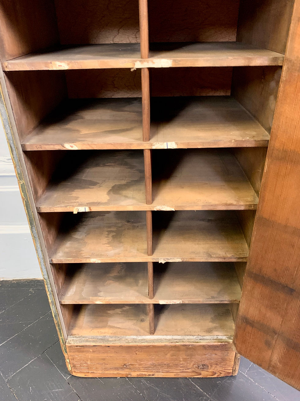 Miniature : Vintage Pigeon Holes Wood Cabinet Haberdashery #966