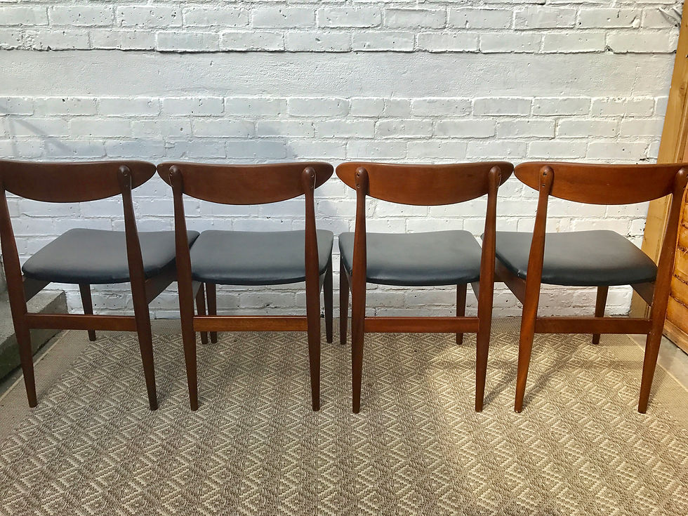 Miniature : MID CENTURY BLACK VINYL DINING CHAIRS x 4