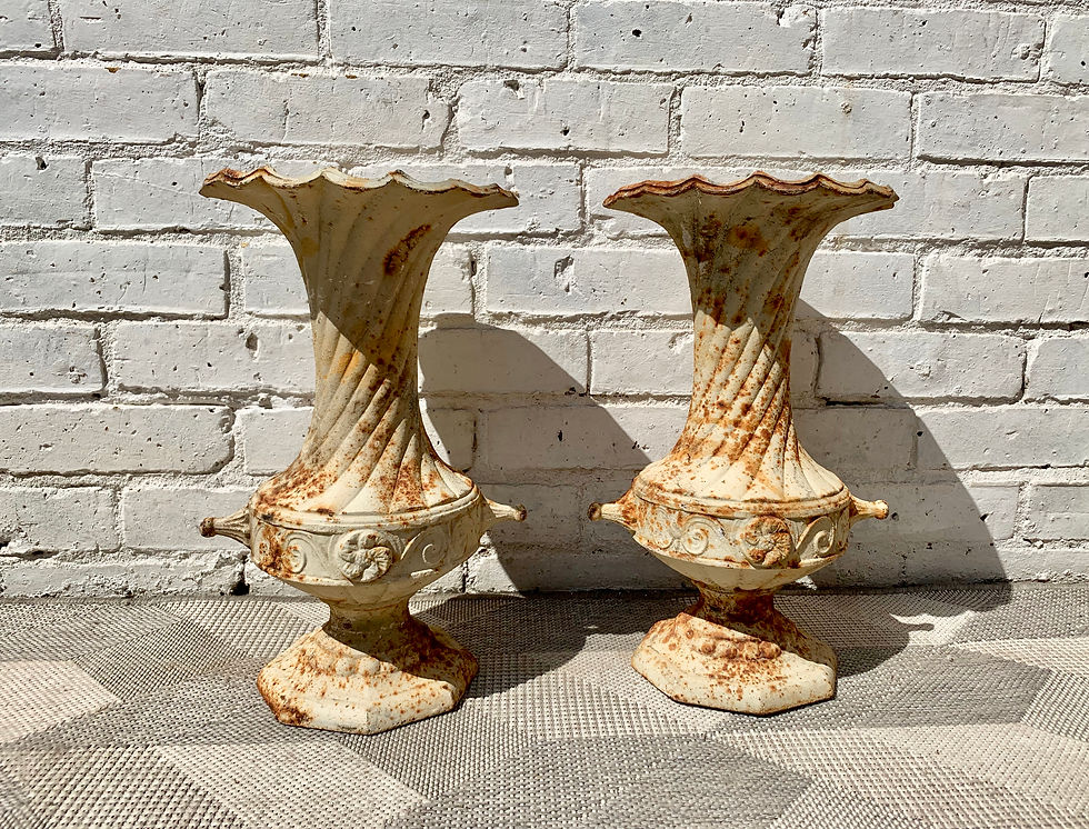 Pair of Vintage Cast Iron Urns #D143