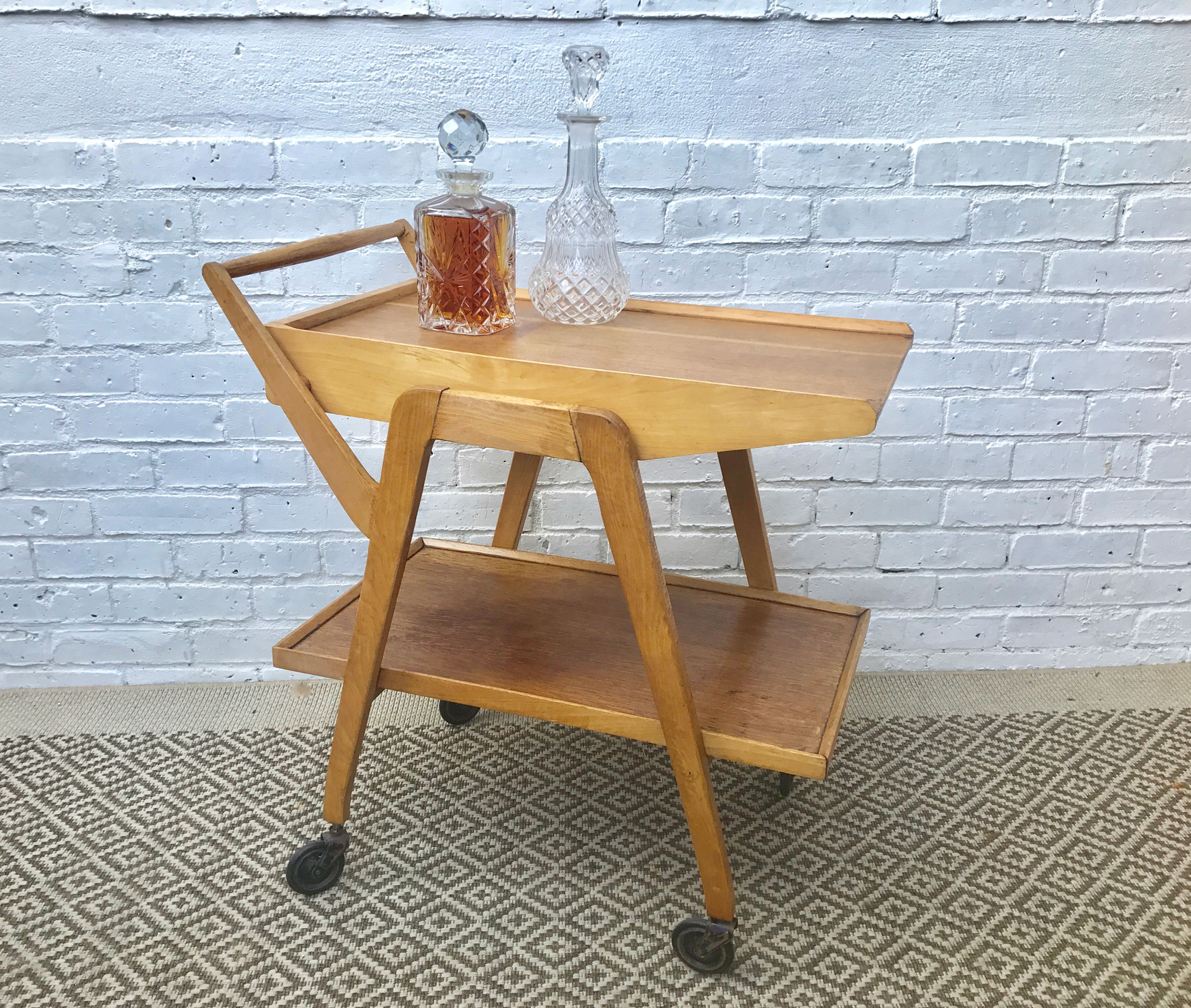 Vintage Remploy Wooden Drinks Trolley Bar Cart #341