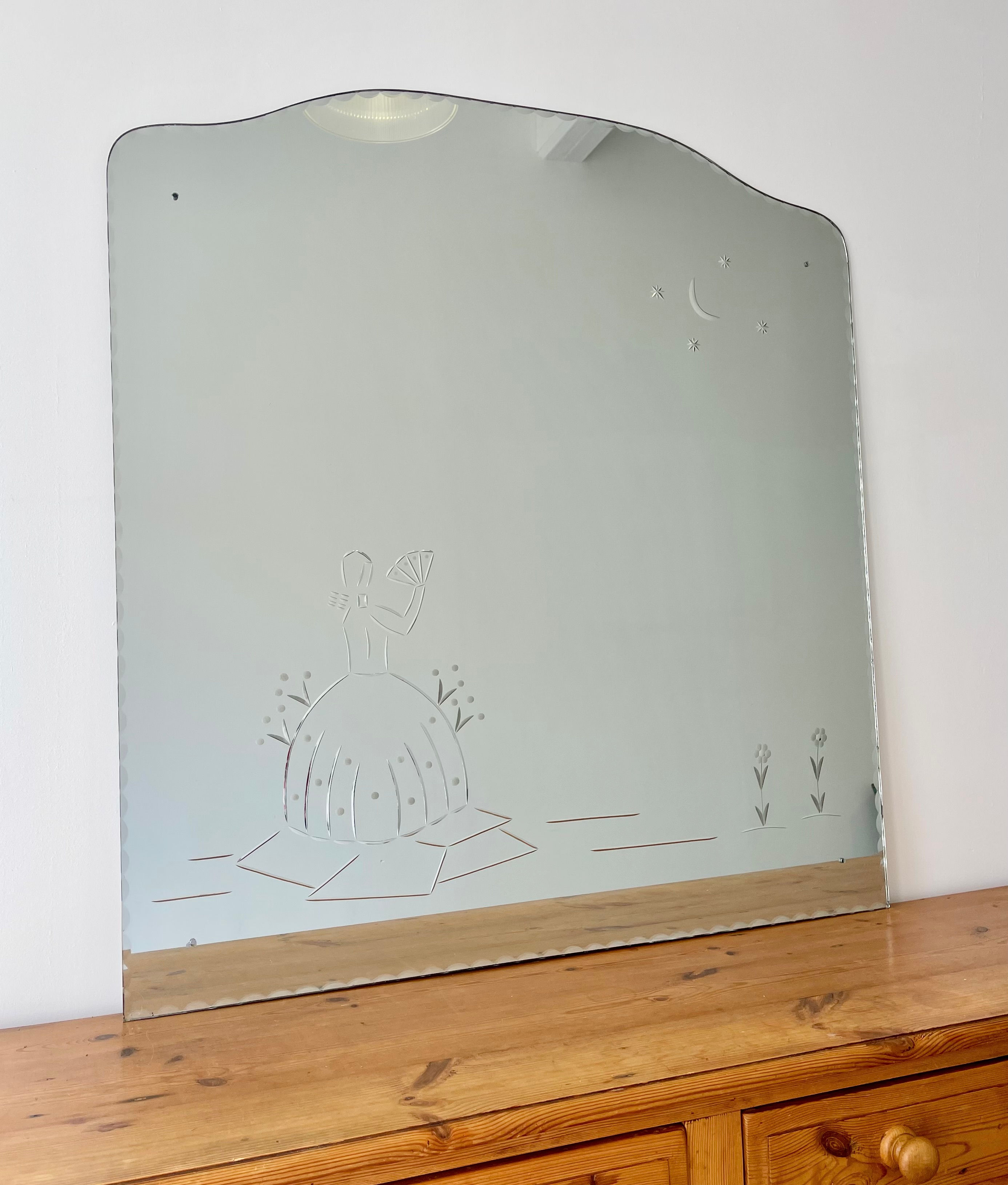 Large Vintage Frameless Wall Mirror