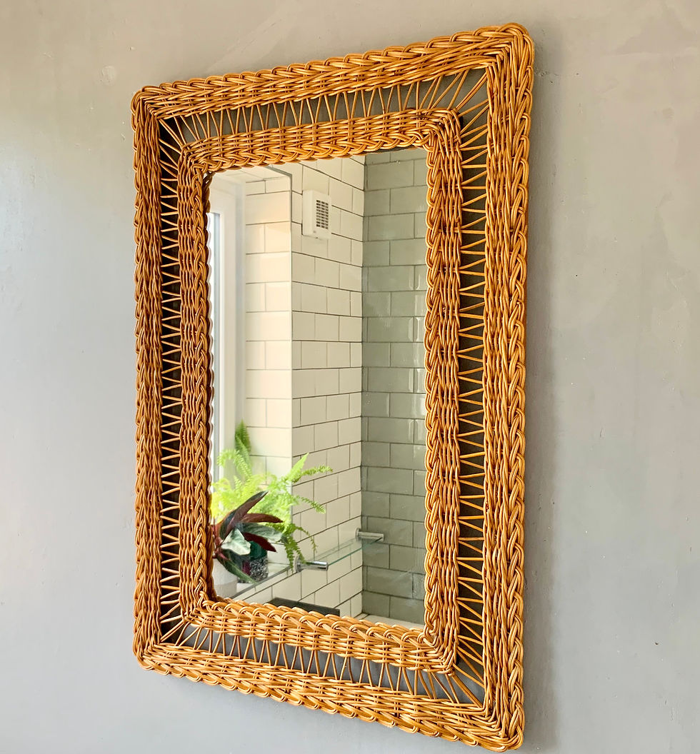 Miniatura: Vintage Rectangular Wicker Mirror #D448