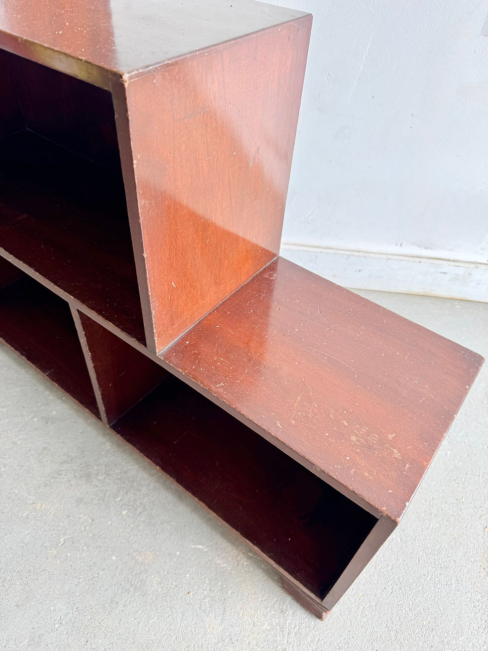 Thumbnail: Vintage Stepped Open Mahogany Bookcase top shelf