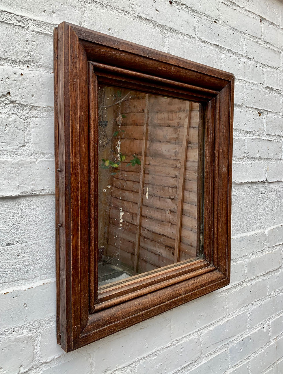 Miniature : Vintage Old Mirror Wood Frame #896