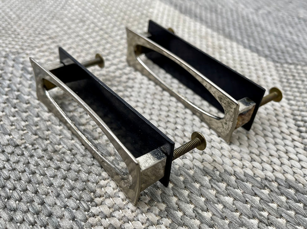 Thumbnail: Pair of Vintage Drawer Handles Silver and Black