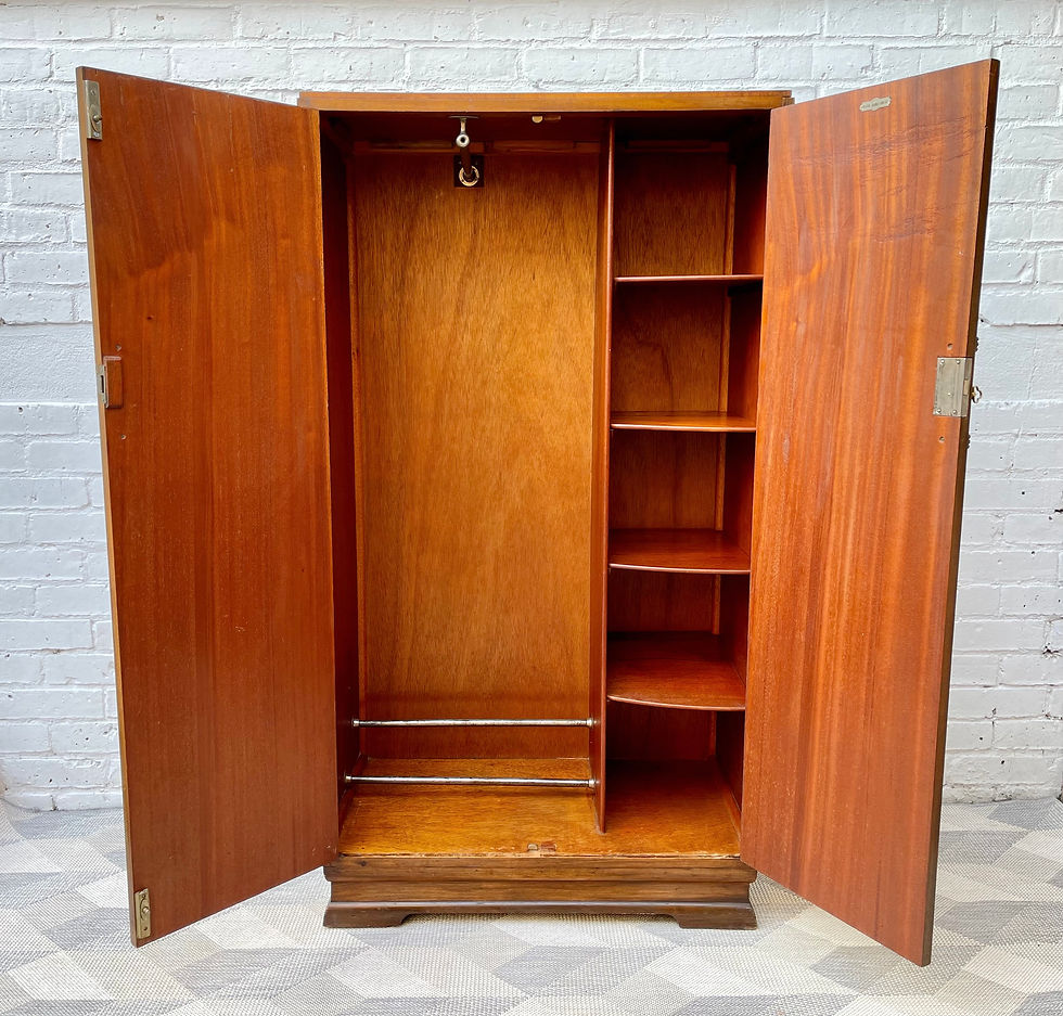 Art Deco Compactum Wardrobe Cupboard in Walnut open