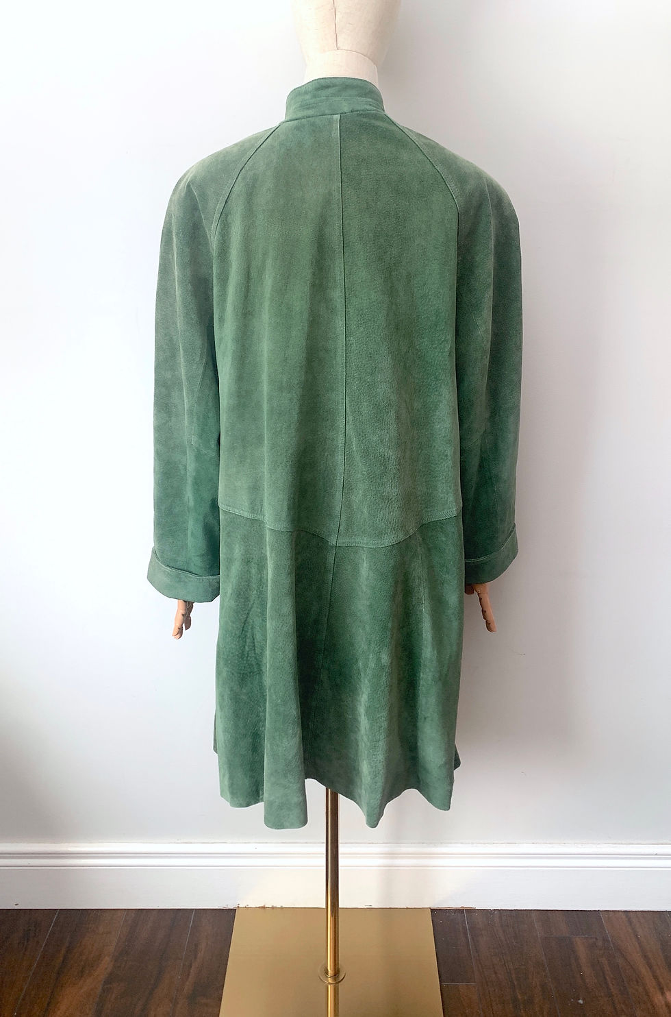 Thumbnail: Vintage 100% Genuine SUEDE Forest Green Swing Coat