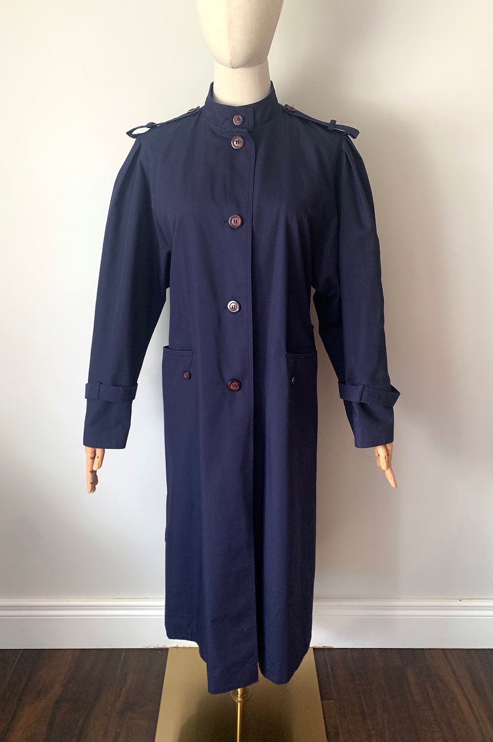 Thumbnail: French Vintage Royal Blue Tab Collar Trench Coat Made in FRANCE