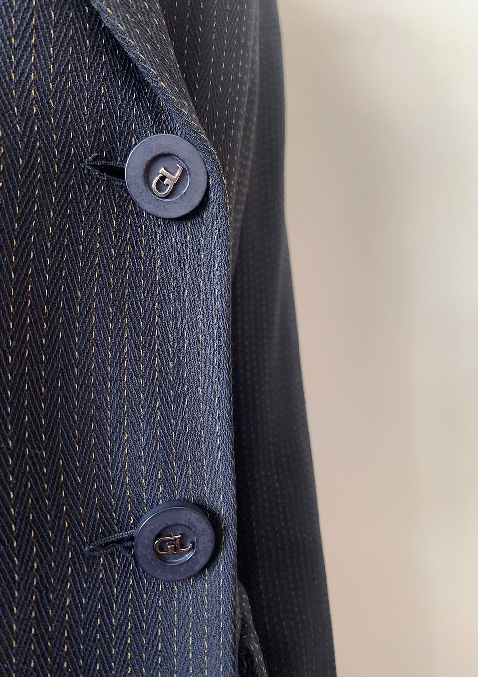 Thumbnail: RARE Vintage GUY LAROCHE Navy Double Breast Pinstripe Blazer