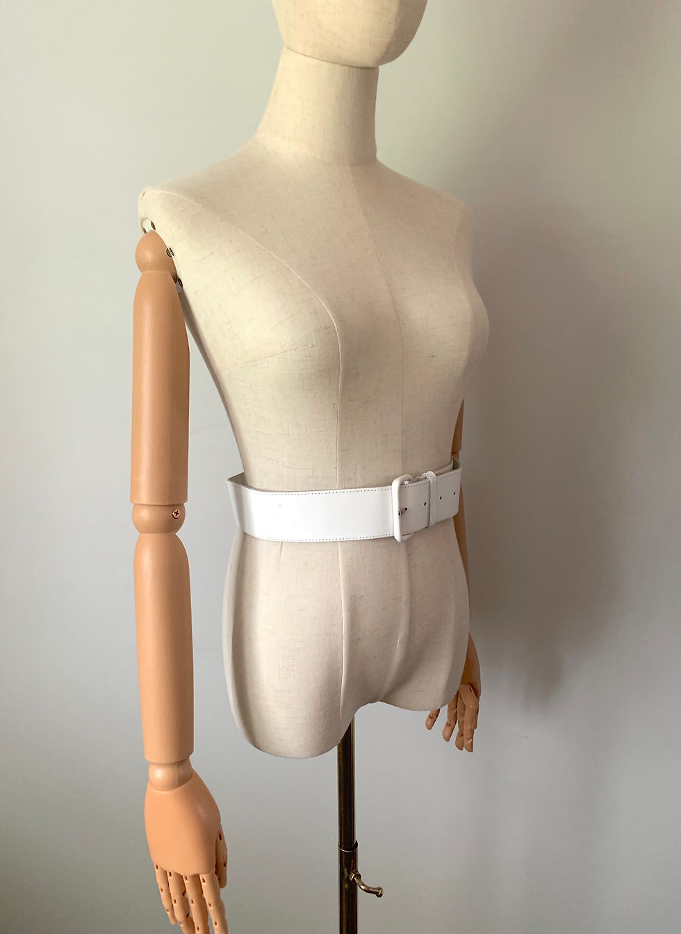 Thumbnail: Vintage White Leather Belt Made in FRANCE