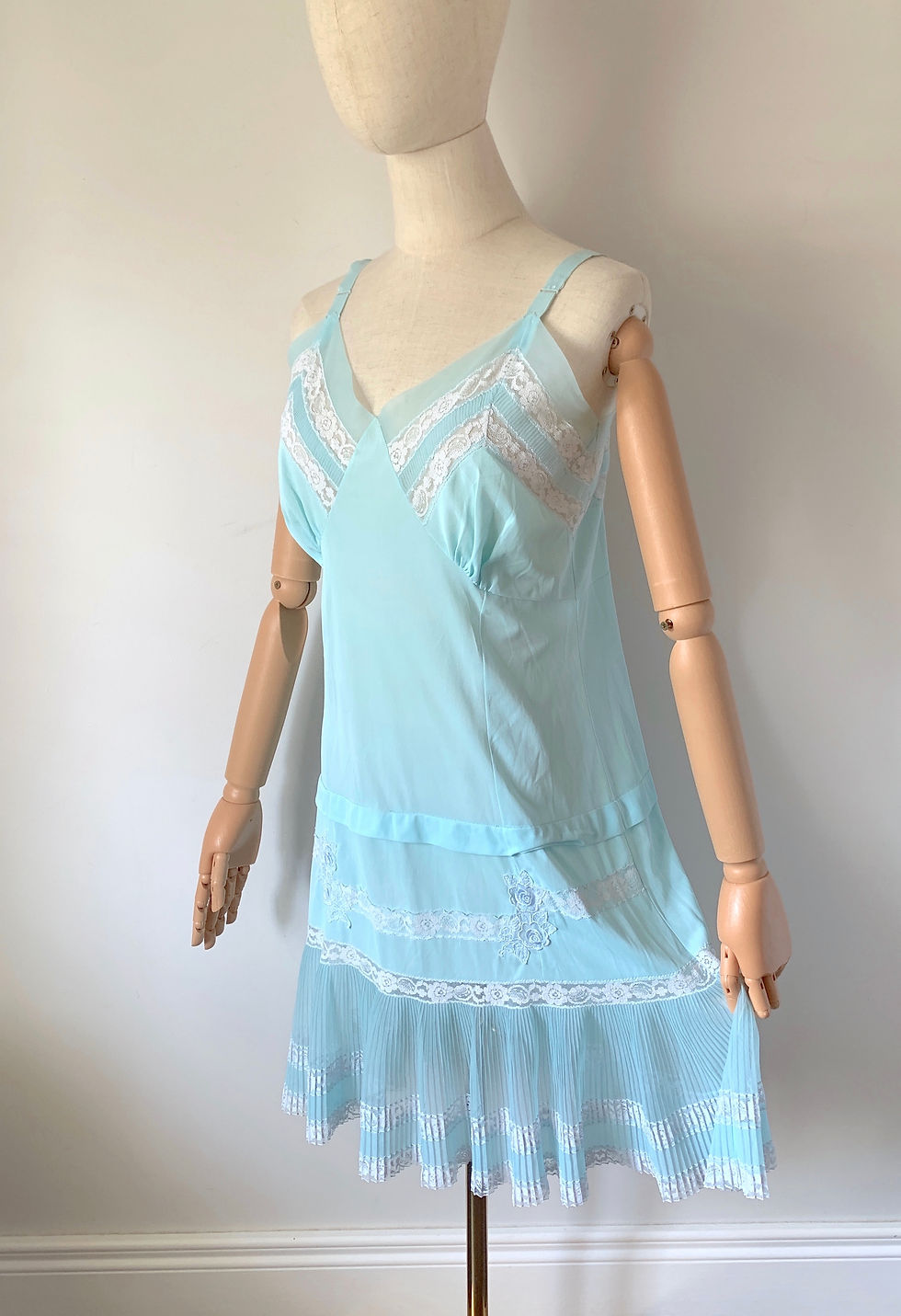 Thumbnail: RARE 1950s American Vintage Drop Waist Pleated Slip Dress