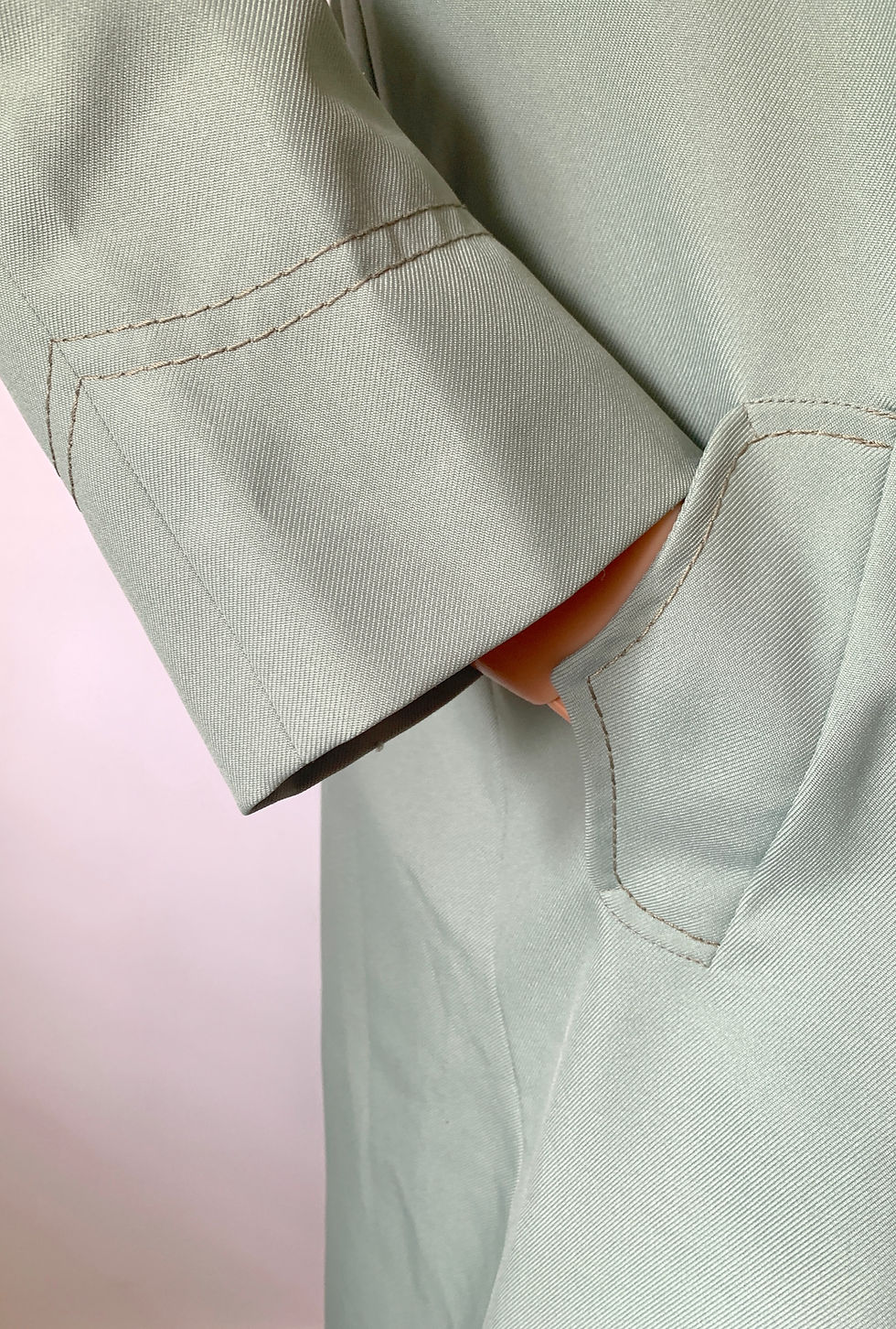 Thumbnail: RARE 1970s French Vintage Sage Trench Coat