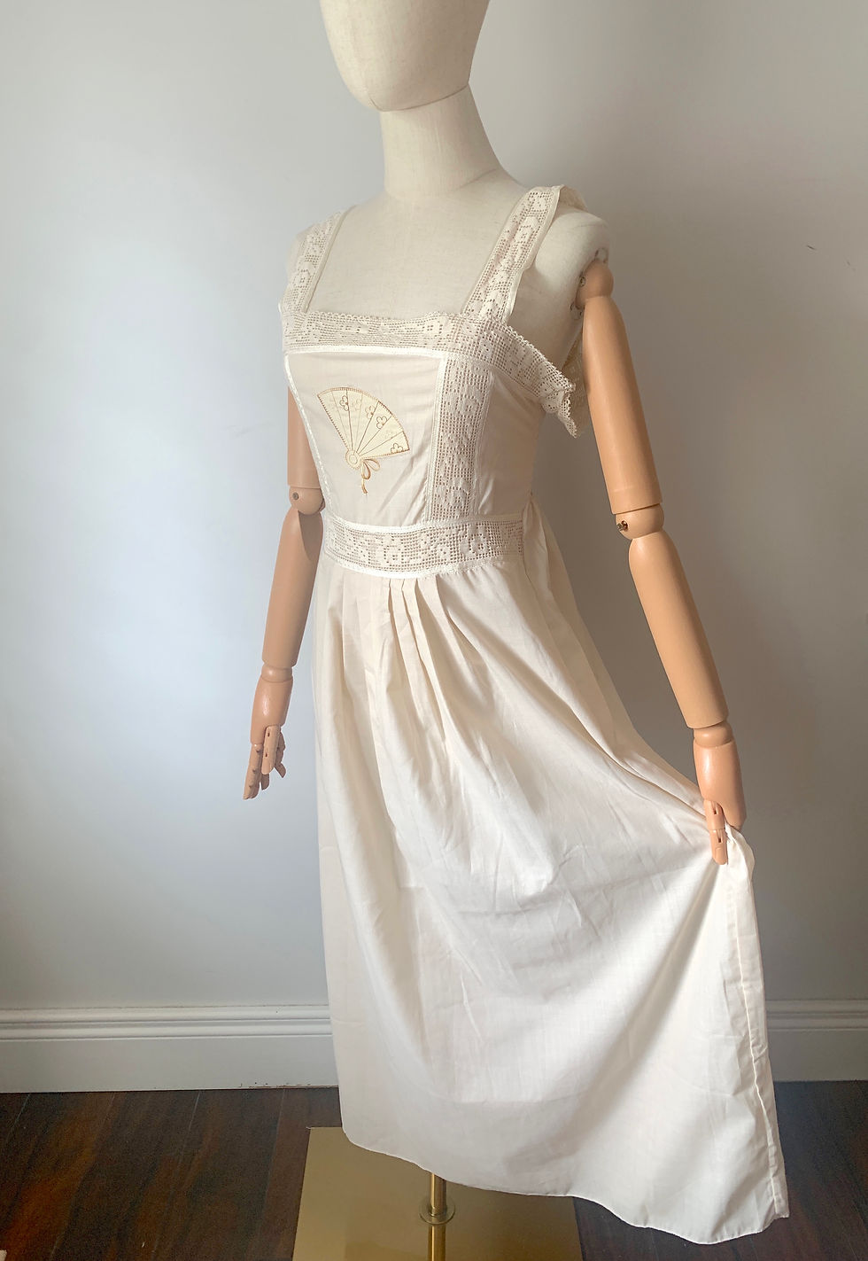 Thumbnail: RARE Italian Vintage Romantic 'Fan' Slip Dress with Crochet Straps