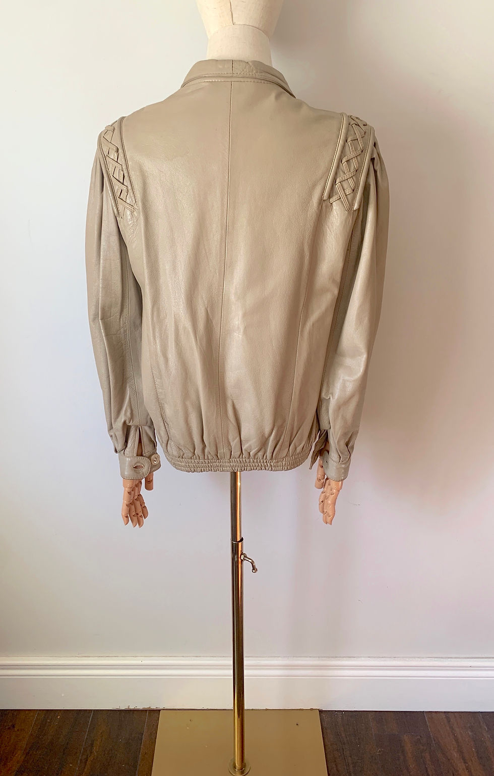 Thumbnail: French Vintage Genuine LEATHER Cropped Latte Jacket