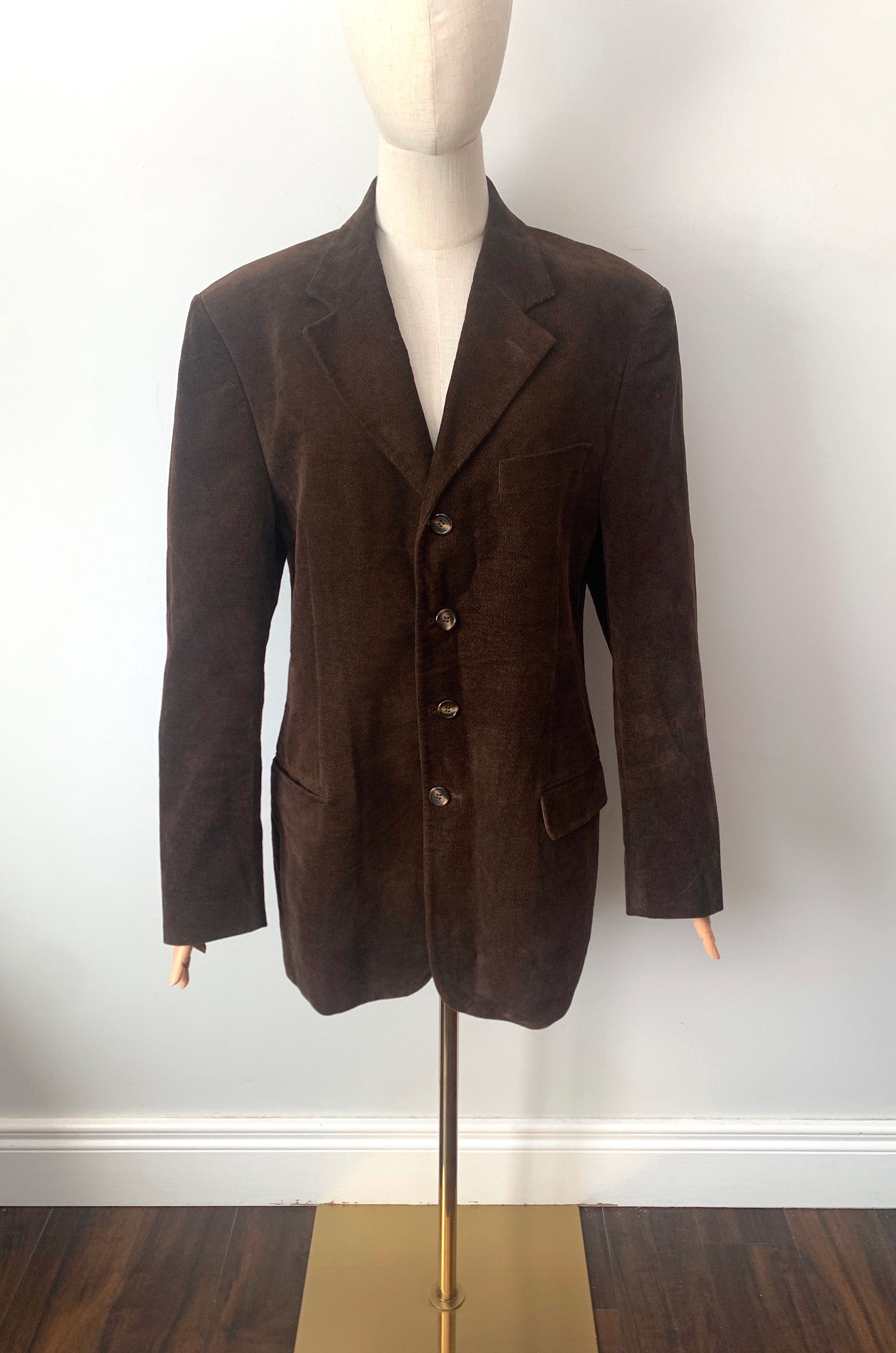 Italian Vintage 100% Pure COTTON Brown Corduroy Blazer Made in ITALY