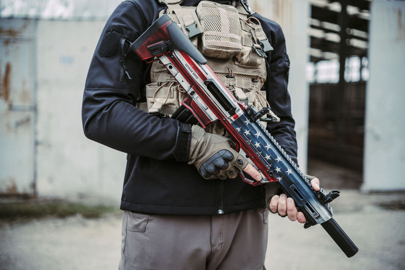 American Flag Bullpup Shotgun for Urban Defense