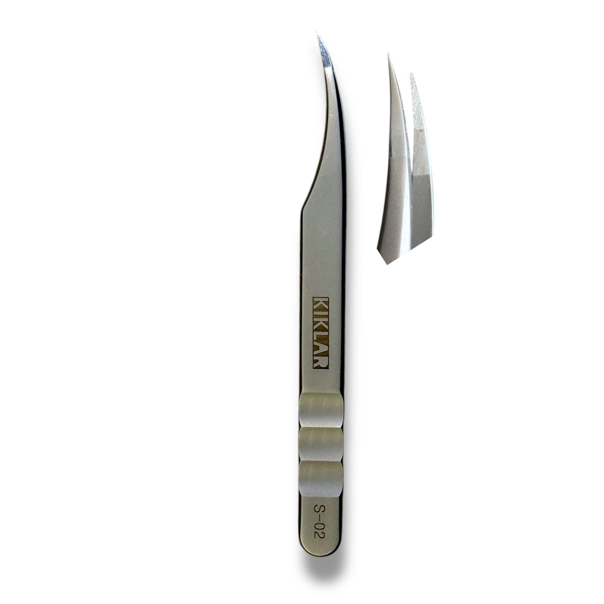 Pince à cils - KIKLAR S-02 Séparateur — Argenté (Courbée / Anti-dérapante)