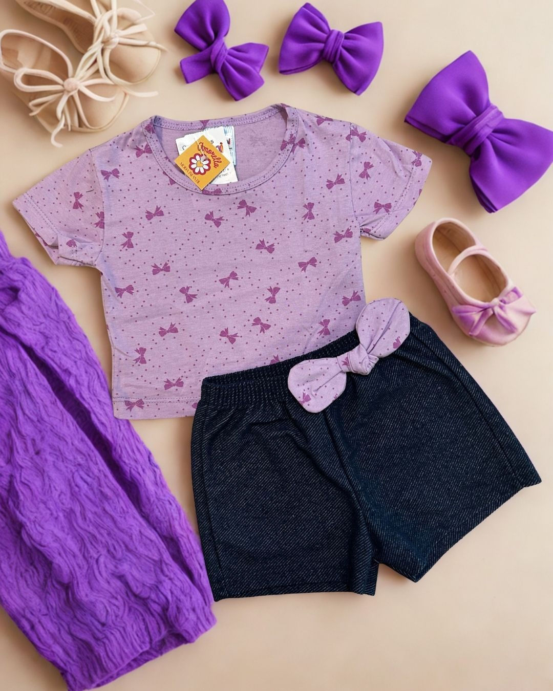 Conjunto Laços Roxos - Feminino