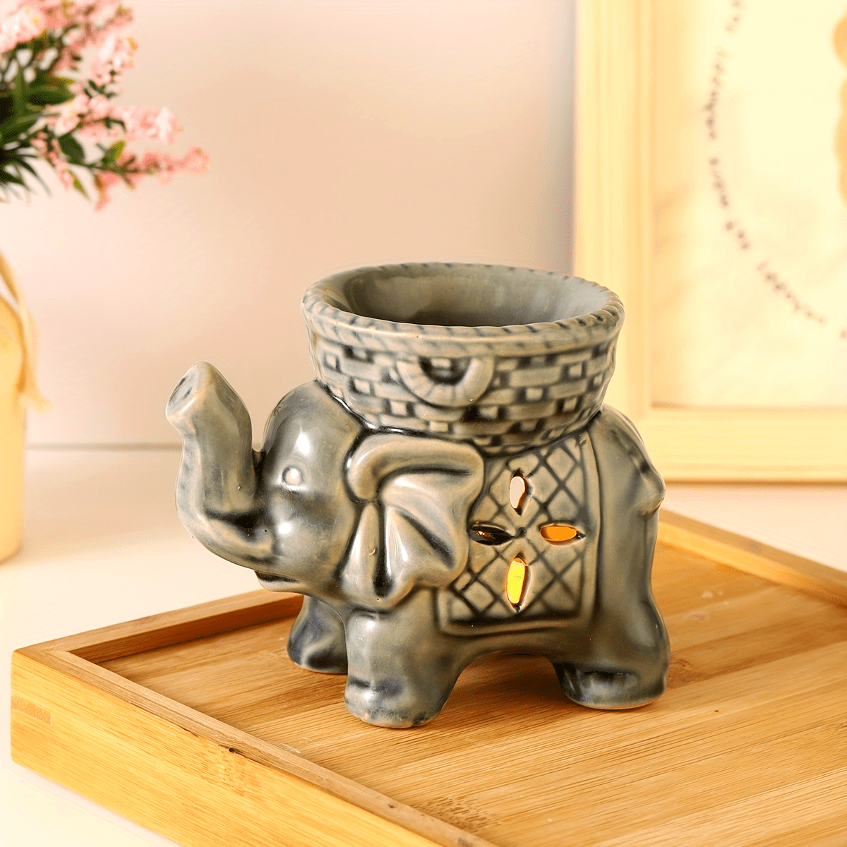 Elegant Ceramic Elephant Incense Burner - Perfect for Home Decor & Aromatherapy,