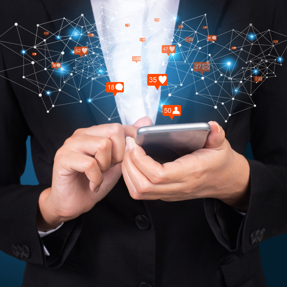 Social Media Management Using A Phone To Connect With Everyone