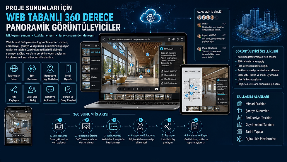 Proje Sunumları İçin Web Tabanlı 360 Derece Panoramik Görüntüleyiciler: Mekânı, Sahayı ve Tasarımı Tarayıcı Üzerinden Etkileşimli Deneyime Dönüştürmek