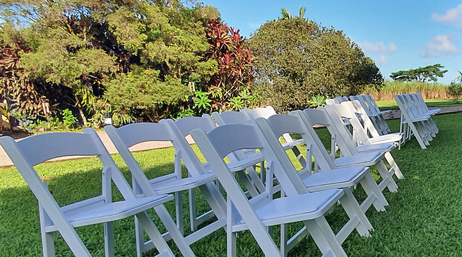 Timber wedding arbour with americana wedding chairs Innisfail